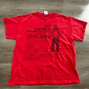 Vintage Chuck Norris Graphic T-Shirt Red Delta Pro Weight Size Large